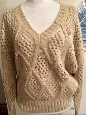 White House Black Market Wool Beige Sweater